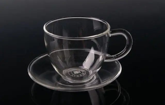 4set Lot Hot Selling Clear Heatproof Glass Tea Cup And Saucer Set