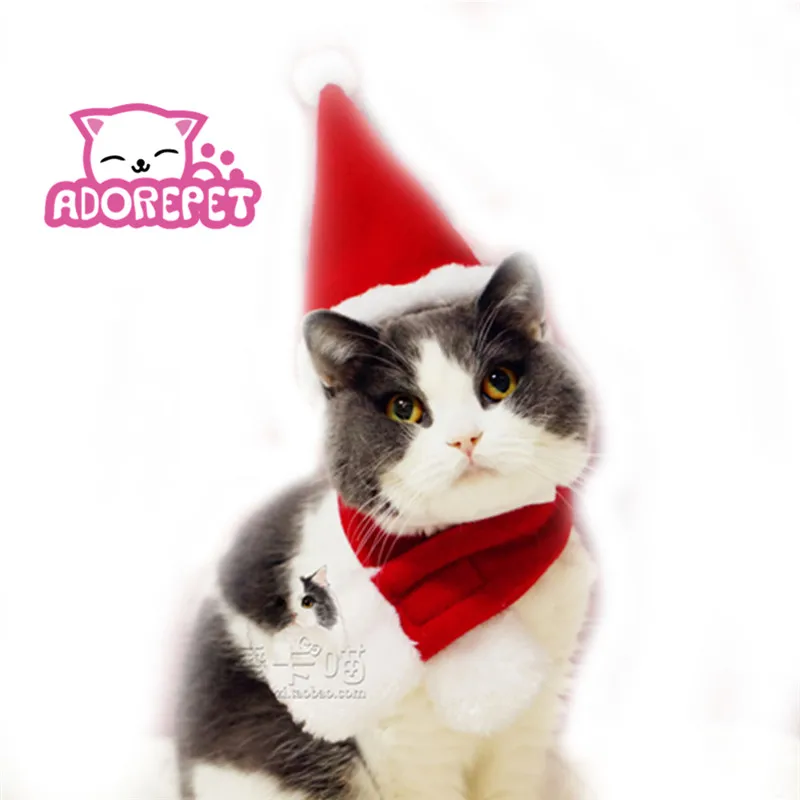 Pet Cat собака Рождественский костюм шапки накидка шарф костюм теплый зимняя шапка для собак Pet Санта Клаус Костюм шляпа, Стрижка собак аксессуары