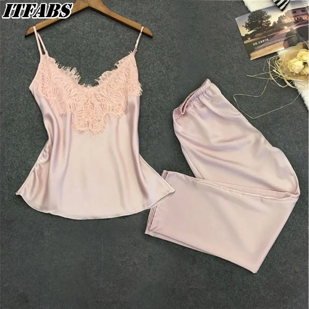 

Sexy-Lingerie-Women Ladies Silk-Lace-Robe-Babydoll-Nightdress-Nightgown-Sleepwear Pajama Sets Blue Pink Red