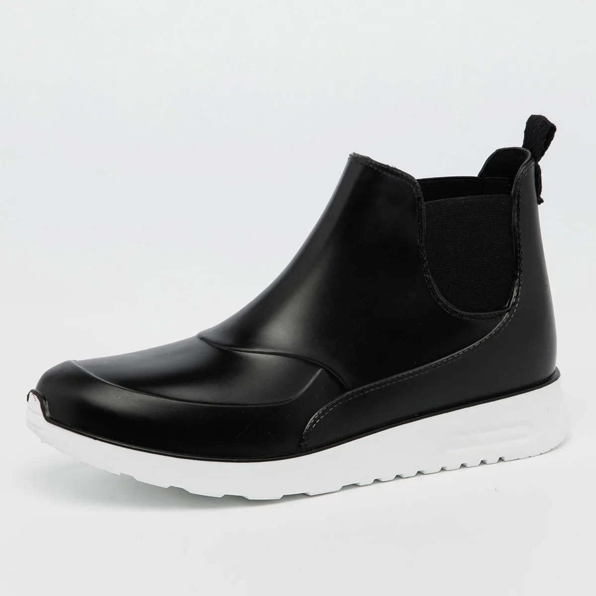 JNNGRIOR PVC Waterproof Rain Boots Waterproof Flat with Shoes Men Rain Unisex Water Rubber Ankle Boots Buckle Botas