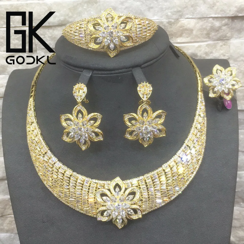 

50% OFF Stock Deal - GODKI Luxury Blossom Flower Nigerian Jewelry set For Women Cubic Zirconia African Indian bridal jewelry set