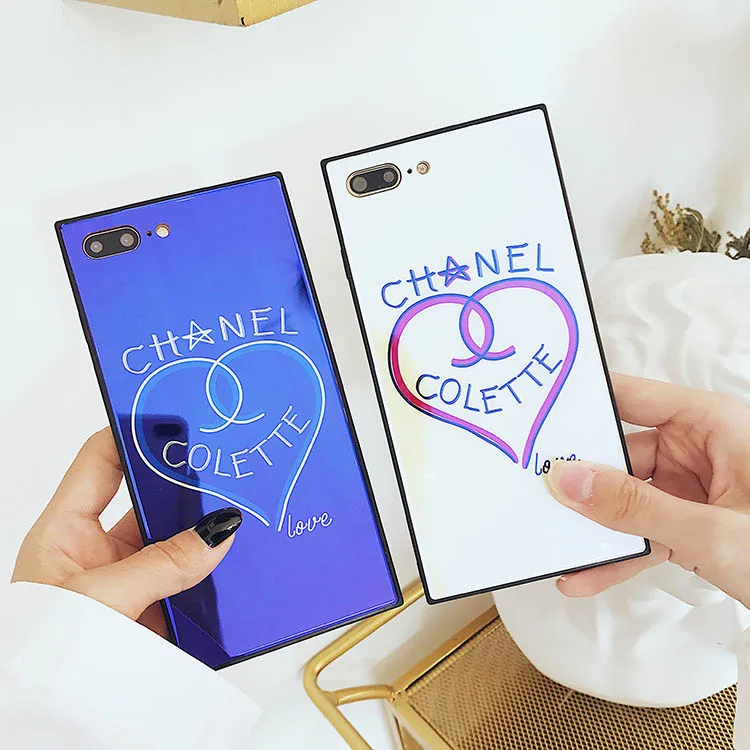 Laser square blue glass case phone For iPhone 6 6S 7 8 Plus X | Мобильные телефоны и аксессуары