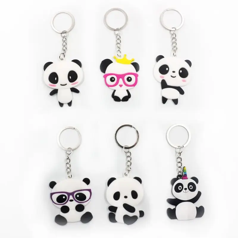 

6pcs Rainbow Party Decoration Panda Rubber Key Chain Baby Shower Birthday Party Decorations Children Kids Event Party Supplies