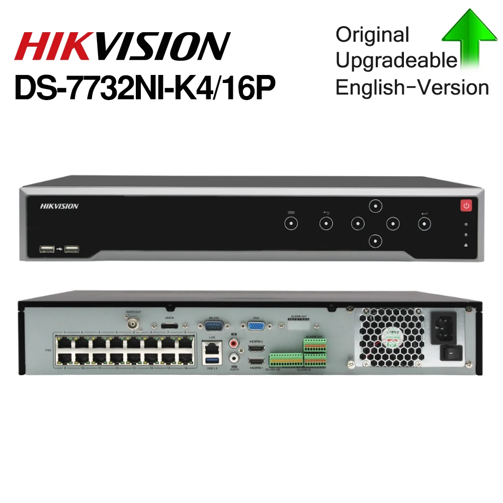 Hikvision Оригинал DS-7716NI-K4 DS-7732NI-K4/16P 32CH NVR 16CH POE 8MP разрешение 4SATA | Безопасность и защита
