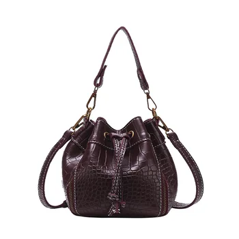 

Small Bag Female 2019 New Shoulder Bag Alligator Pattern Drawstring Bucket Bags Girls Crossbody Little Leather Handbag Bolsas