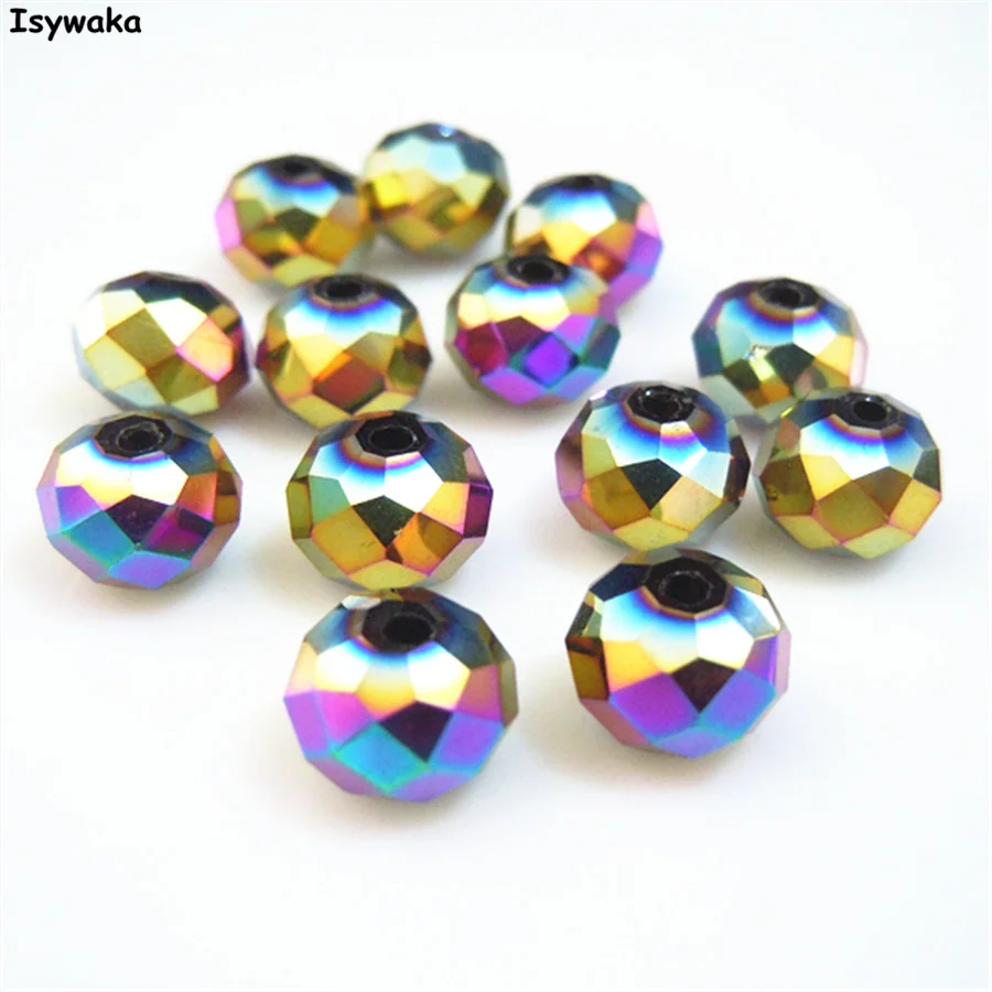 

Isywaka Hot Multicolor 10*12mm 70pcs Rondelle Austria faceted Crystal Glass Beads Loose Spacer Round Beads for Jewelry Making