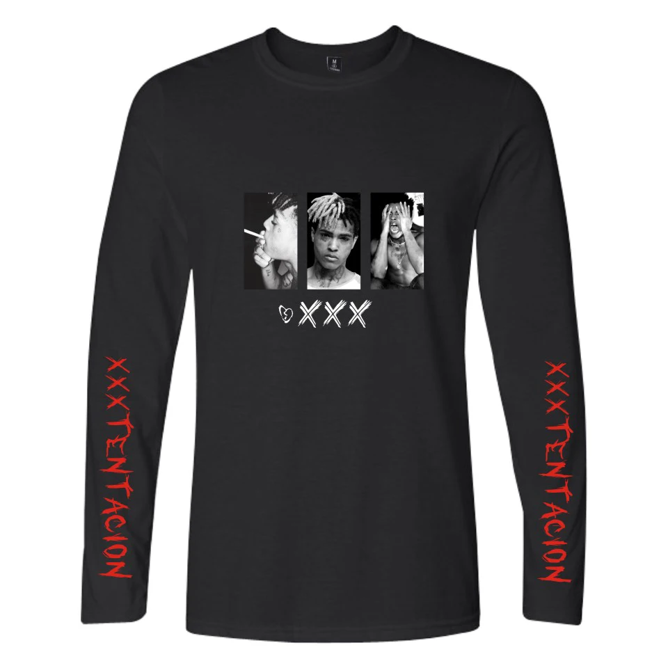 

KPOP hip-hop rap XXXTentacion printed long-sleeved T-shirt spring ordinary neutral unisex T-shirt casual loose XXS-4XL clothing