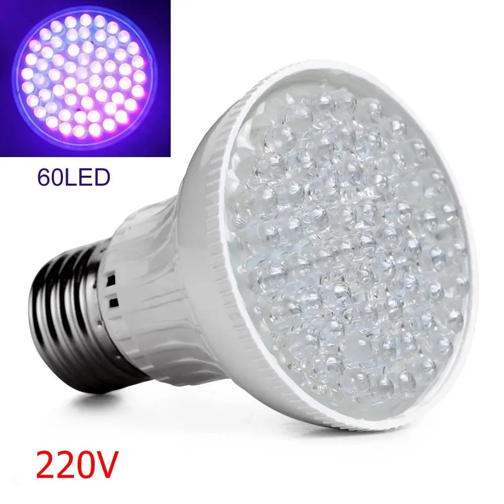Hot Ultra Bright E27 UV Ultraviolet Purple Light 60LED 110/220V Plant