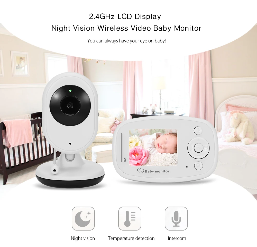 

Fimei Night Vision Infant Wireless Monitor Baby Digital Video Monitor Camera Audio Music LCD Temperature Radio Nanny Monitor