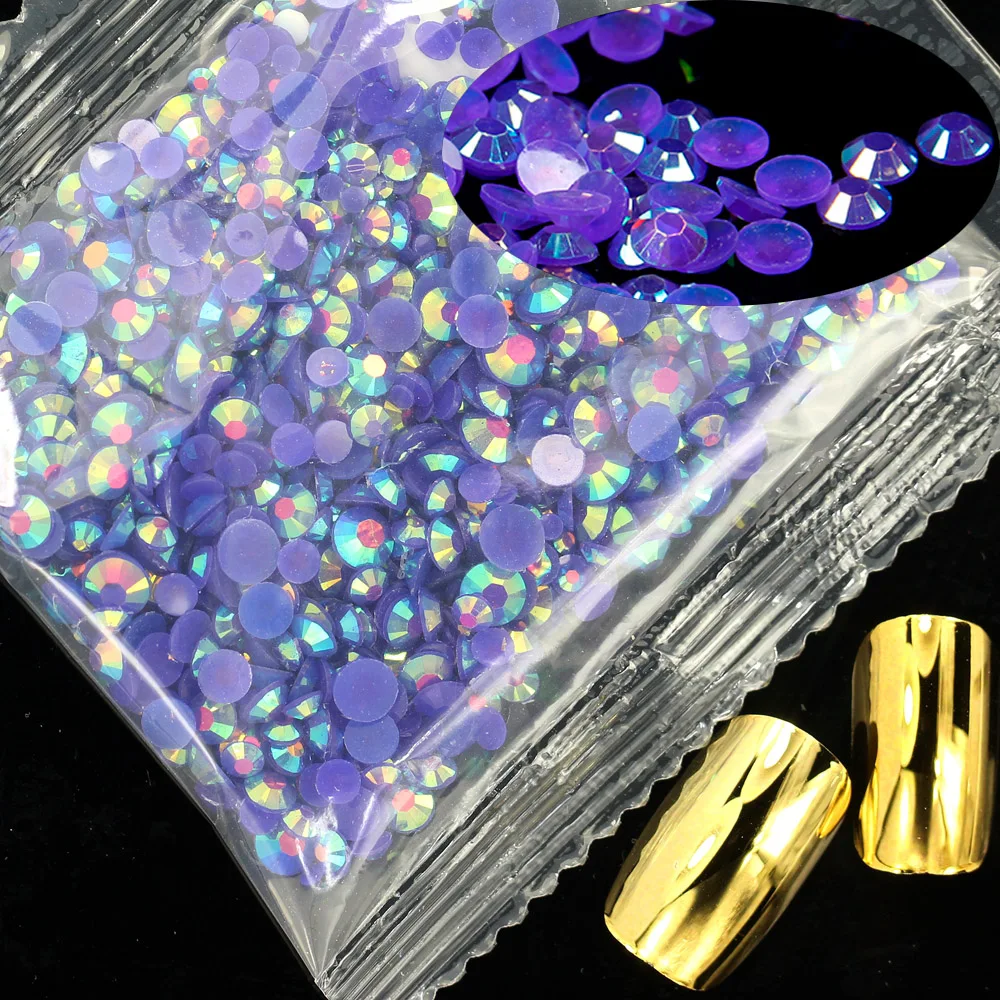 Драгоценные камни для ногтей 1000 шт 4 мм стразы из смолы с плоской задней поверхностью круглый клей на исправление камней аппликации для рукоделия - Цвет: 09 PURPLE AB