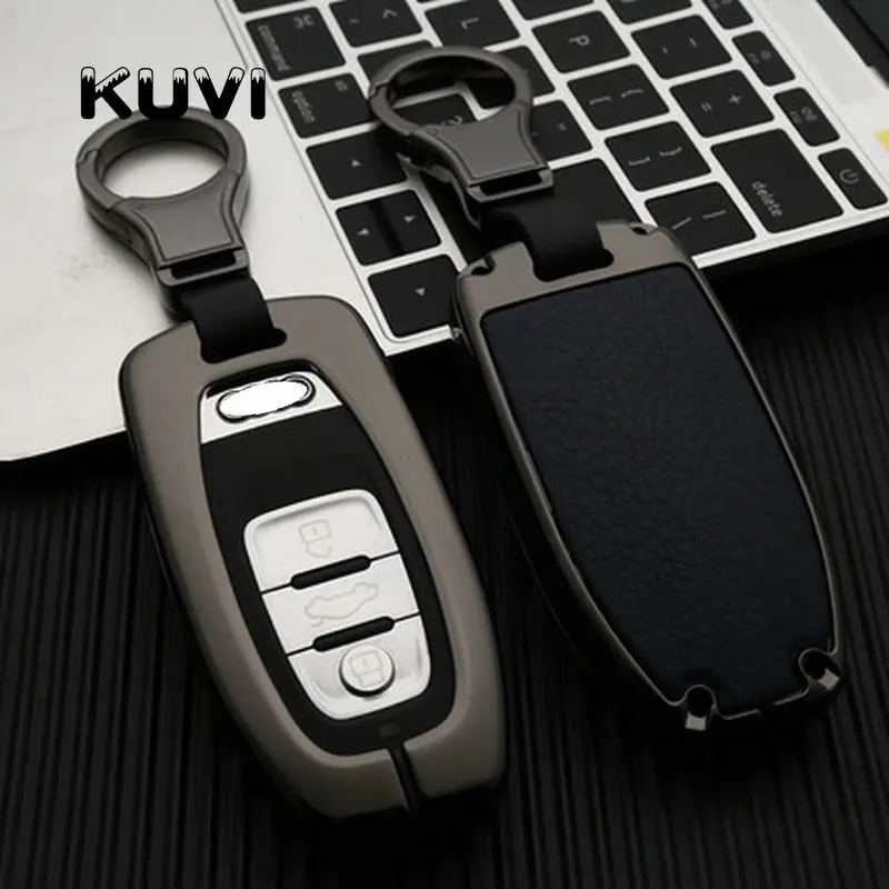 Гальванизированный сплав и кожаный брелок для ключей Автомобильный защитный чехол для Audi A4L A5 A6 A6L Q5 S5 S7 защитный чехол для стайлинга автомобилей