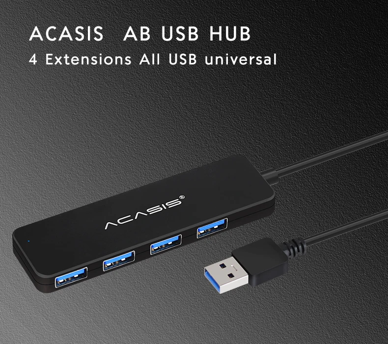 Acasis USB 2.0 3.0 Compact Portable High Speed HUB Support Multipe USB Decice Hub for PC Laptop 4 Ports Extension Adapter