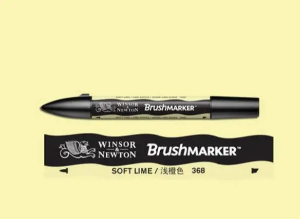 Winsor& Newton кисть-Маркер ручки краски на спиртовой основе быстрая сушка черный серый розовый фиолетовый тон - Цвет: Soft Lime