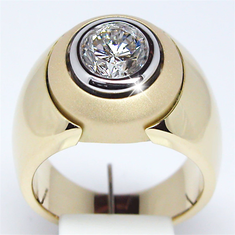 

Gold Color Engagement Ring White Round Stone Ring Fashion Gift Rings for Women Accessories Jewelry Anillos Mujer F5X843