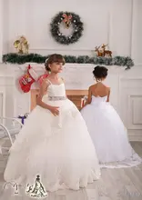 Beautiful Flower Girls Dresses for Weddings Spaghetti Beads Applique Bow Tiered Tulle Kids Formal Wear Custom Made Free Shipping