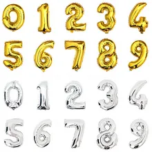 BINGTIAN 1PCS 16inch Gold Silver Number Foil Balloons Kids Party Decoration Happy Birthday Wedding Digital balloon