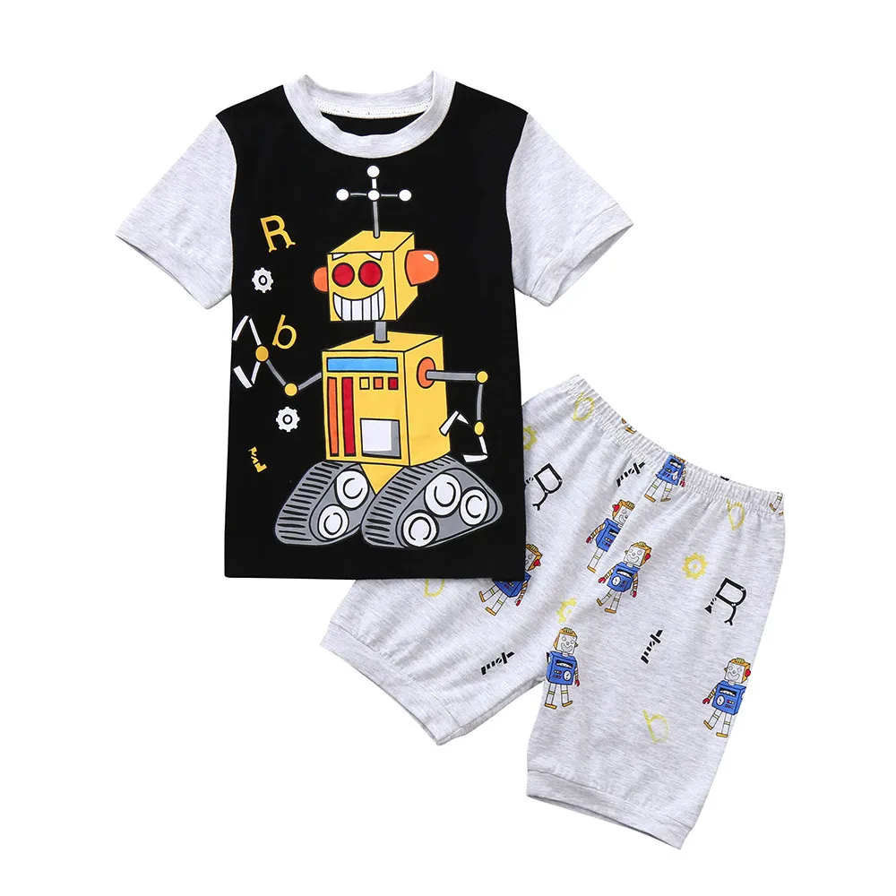

MUQGEW 2019 Hot Sale Toddler Baby Boys Cartoon Tops T-Shirt Robot Shorts Pants Outfits Set Clothes Dropshipping Baby Clothes