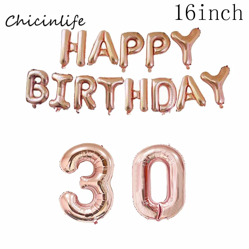 Rose gold 30 Chicinlife счастливый 30 40 50 60th День Рождения овсянка баннер для вечеринки в честь Дня Рождения Украшения С Днем Рождения шар гирлянда подарок на день рождения - Цвет: Rose gold 30