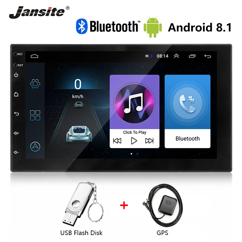 

Jansite 7" 2 din Car Radio Android 8.1 player DVD 1080P Touch screen Bluetooth Function 16G ROM car stereo with 32G U Flash Disk