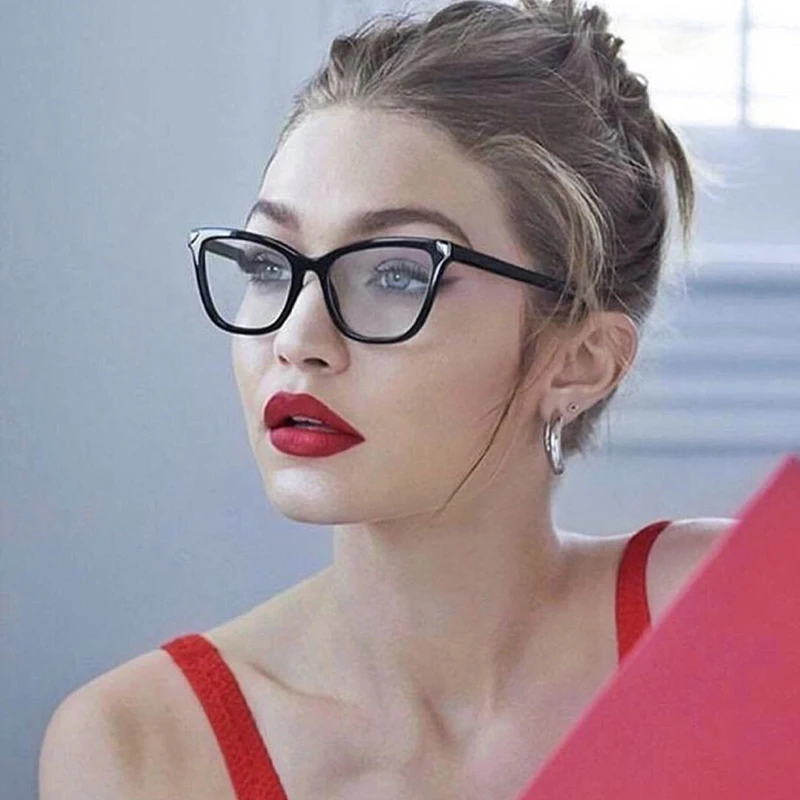 

XYKGR brand ladies optical computer frame retro cat eyes black frame pink frame glasses frame fashion transparent lens glasses