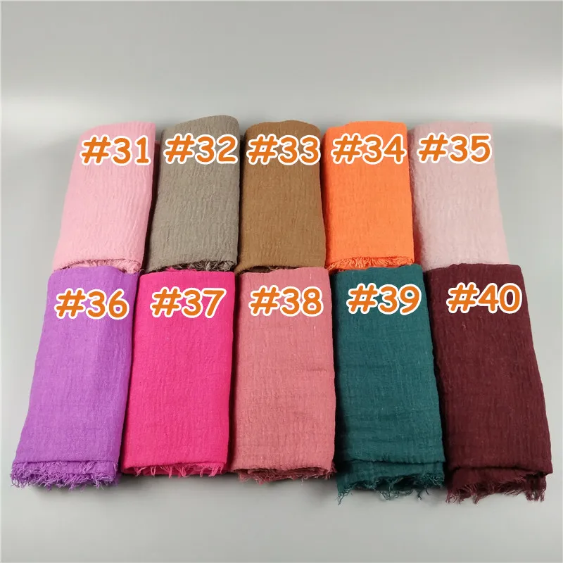 100 шт 80 цветов горячая распродажа Прозрачный обычный шарф/шарфы с бахромой женские мягкие однотонные хиджабы народная шаль большой пашминовый мусульманский обертывание