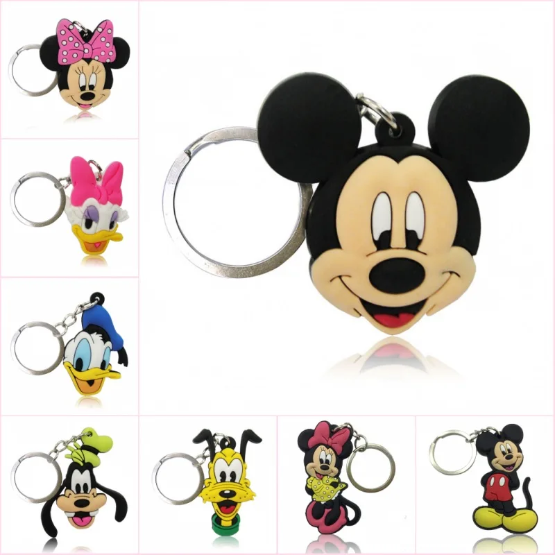 

1pcs Mickey Cartoon PVC Keychain Minnie Key Ring Anime Mini Figure Key Chain Cute Charm Key Holder Fashion Trinket Kids Gift