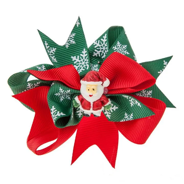 

100 DHL Free shipping Green and red christmas hair bow-Christmas hair bow-holiday Santa Clause