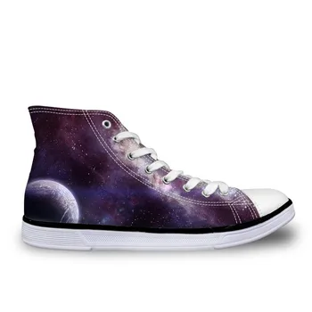 

WHEREISART Starry Printing Sneakers High Men's Summer Breathable Shoes High Quality Men's New High-top Canvas Vulcanized Shoes