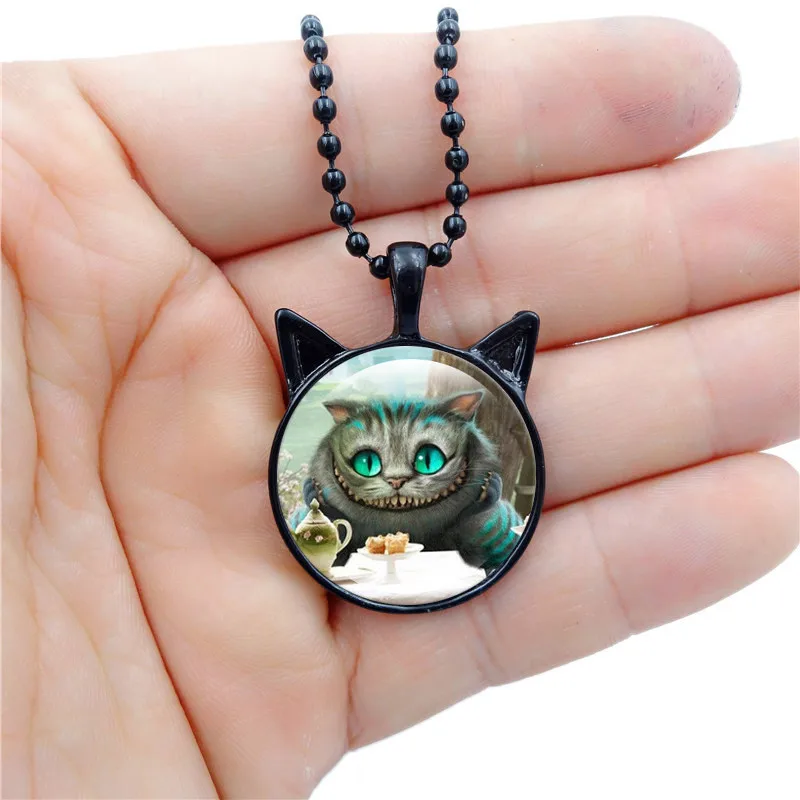 10pcs Cheshire Cat Time Precious Stone Necklace Pendant Alice's
