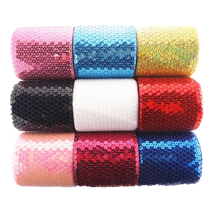 1 Yard 3" 75mm Glitter Sequin Ribbon DIY Hairbows Accessories Apparel