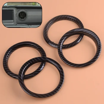 

beler 4Pcs Carbon fiber texture ABS Car Dashboard Air Outlet Vent Cover Trim Ring Fit for Jeep Wrangler JL 2018 2019