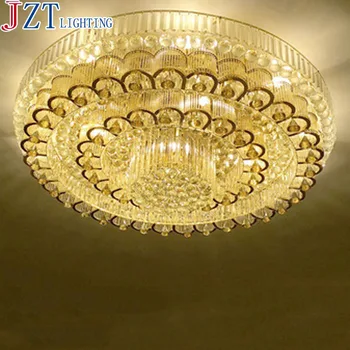 

M European-Style Luxury Crystal Ceiling Light Round Sitting Room Remote Control LED Light Dia 60/80/100cm Golden And Silver Type