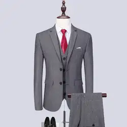 Формальный мужской комплект одежды из 3 (куртка + брюки + жилет) тонкий дизайн мужской блейзер брюки жилеты Жилет Азиатский размер s-6XL