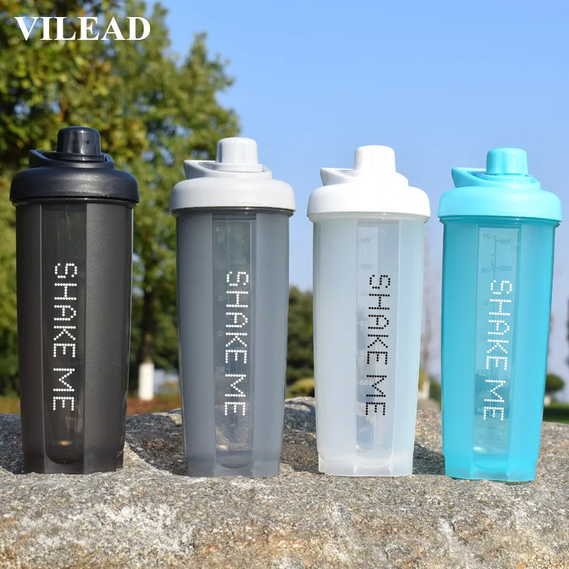 

VILEAD Fitness Sports Protein Powder Shake Bottle Plastic Portable Milkshake Mixing Shaker Outdoor Water Bottle Summer Drinkware
