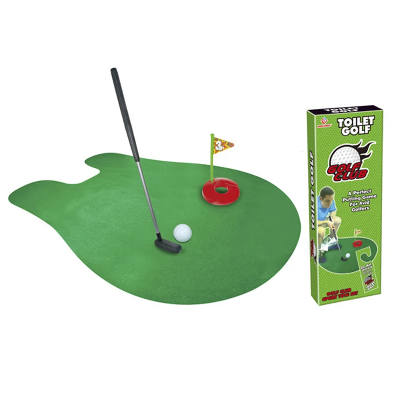 Toilet Golf Putter Set Bathroom Game Mini Golf Set Golf Putting Novelty Set - Play Golf in the Toilet Bathroom Accessories Sets