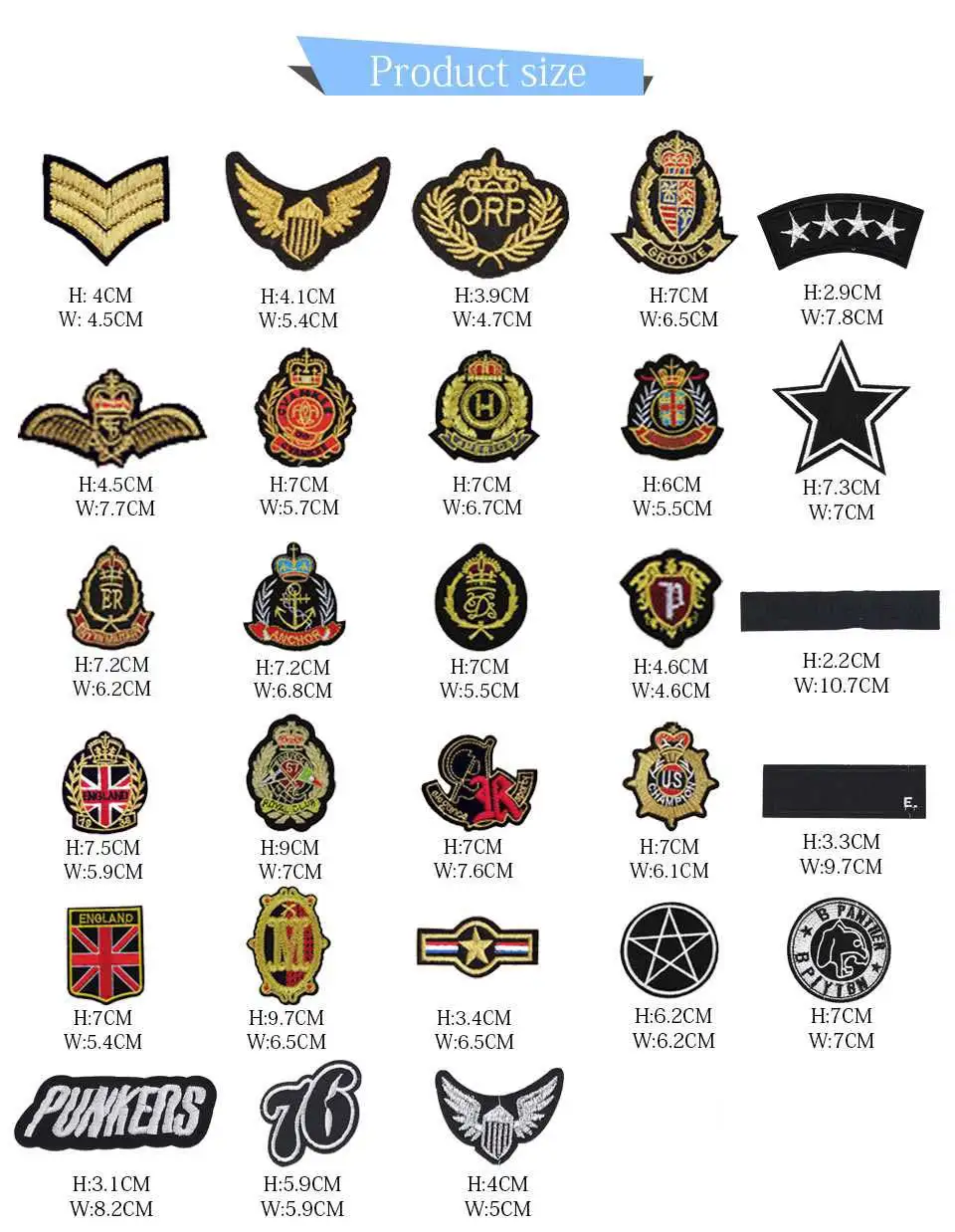 Military Patch Wings Stars PUNKERS US England Badges Morale Military Patch Iron On Embroidery Applique Patches For Jeans(2)