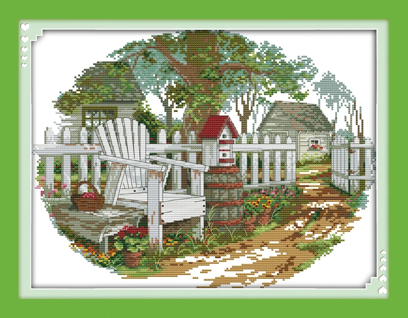 

New Country cottage (2) scenery DMC home decor Cross Stitch kits 14ct white 11ct print embroidery DIY handmade needlework wall