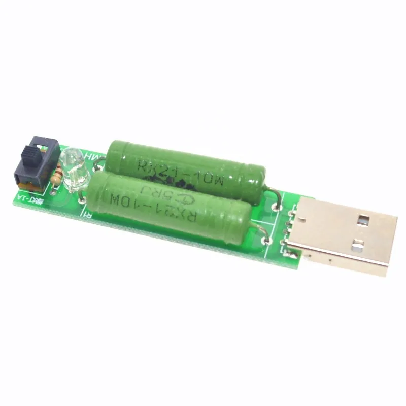 

USB mini discharge load resistor 2A/1A With switch 1A Green led, 2A Red led