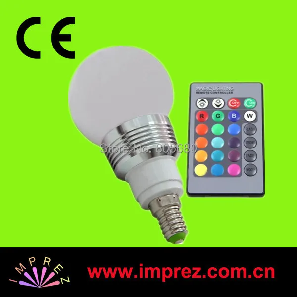

60pcs/lot 3W RGB LED Bulb Lamp AC85-265V RGB LED Lamp 120 degree E27/E14 Holder Lamp Bulb Lighting 2years warranty