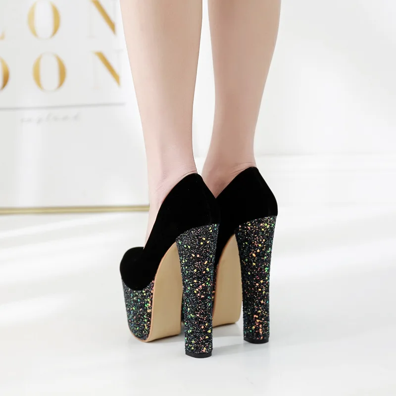 New nightclub waterproof platform 18CM super high heel single shoes catwalk night show stiletto shoes.