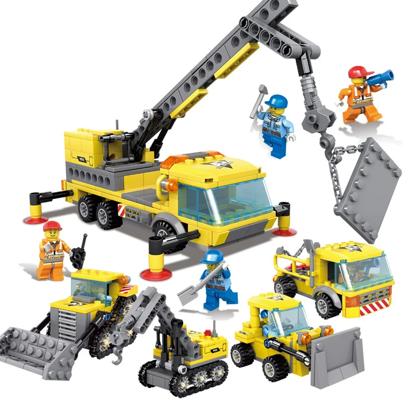 

457pcs City Construction Engineering Vehicles Model Building Blocks city excavator DIY bricks Toy