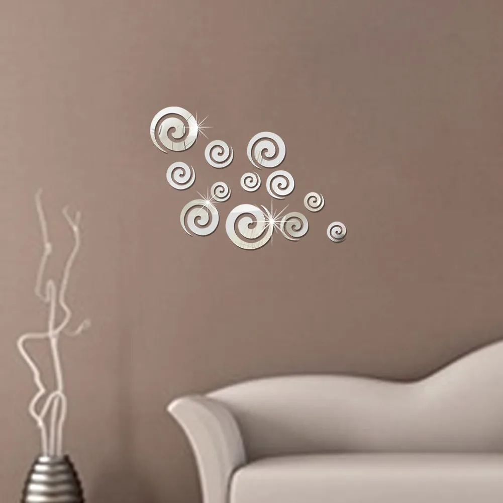 

3D shiny fashion personality stereo wall stickers stereo wall decoration circle wall stickers silver acrylic mirror wall sticker