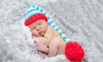 

free shipping,NEWBORN BABY GIRL BOY HAT HAND CROCHET LONG TAIL ELF PIXIE SPIRAL DESIGN PHOTO PROP RED,WHITE,BLUE