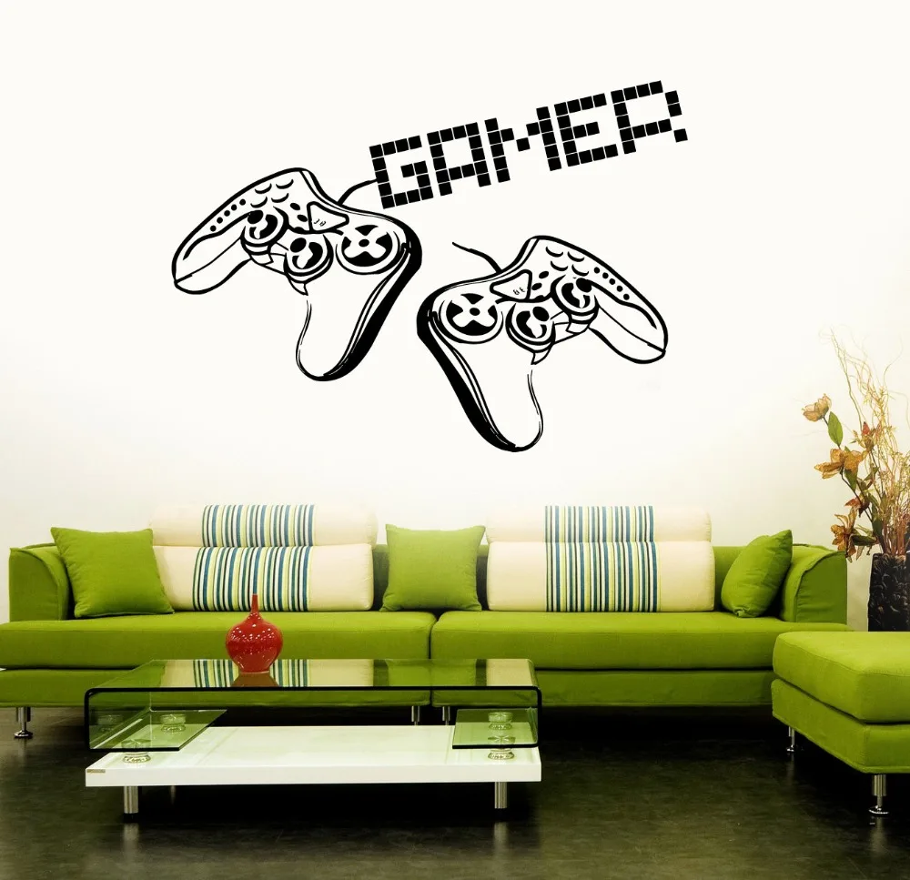 

Home Decor Wallpaper Kids Gameing Gamer Controler Vedio Boys Wall Stickers DIY Playroom Bedroom Vinyl Wall Decal NY-247