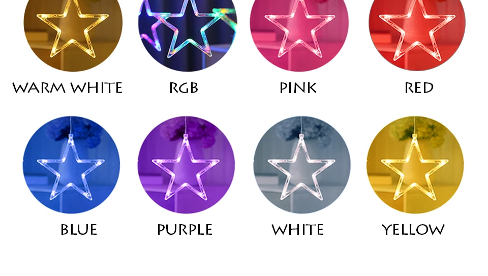 Romantic Fairy Holiday Lights Star Led Curtain String Lights Christmas Garland (2)