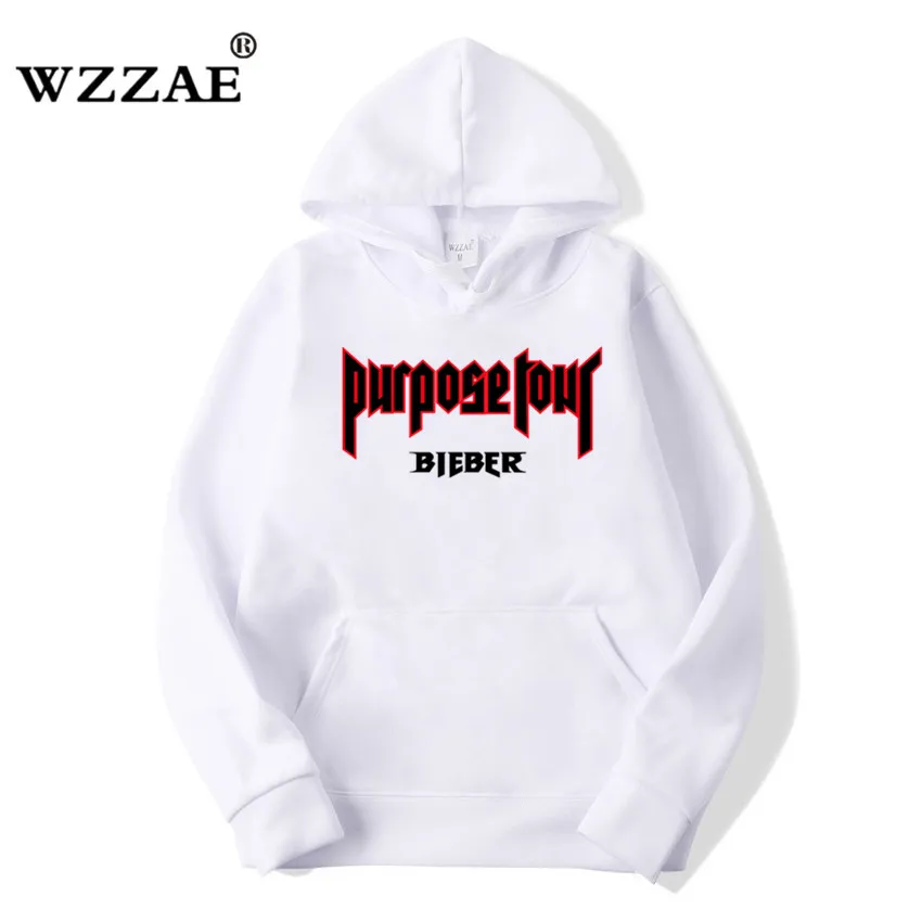 WZZAE 2018 New Winter Fleece Justin Bieber men and woman Hoodies & Sweatshirts Pure Cotton Single Men Hoodies Purpose Tour