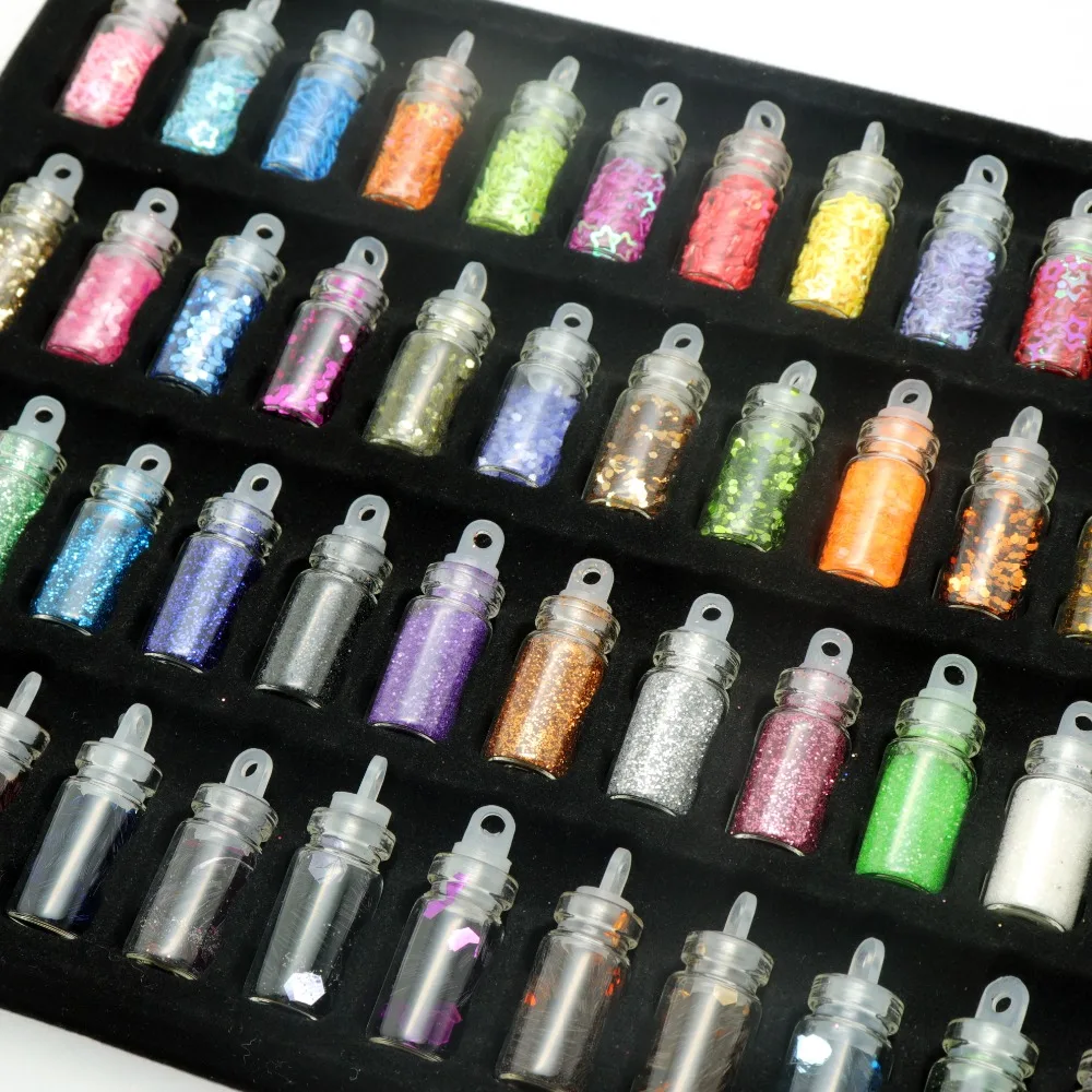 New 1 Set 48 color flash powder flash sequins diamonds sequins material