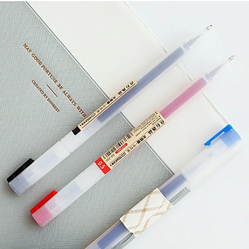 12Pcs MUJI Style 0.5mm Gel Pen Black/Red/Blue Ink Pen Maker Pen School Office Supply Stationery for Student Exam Writing