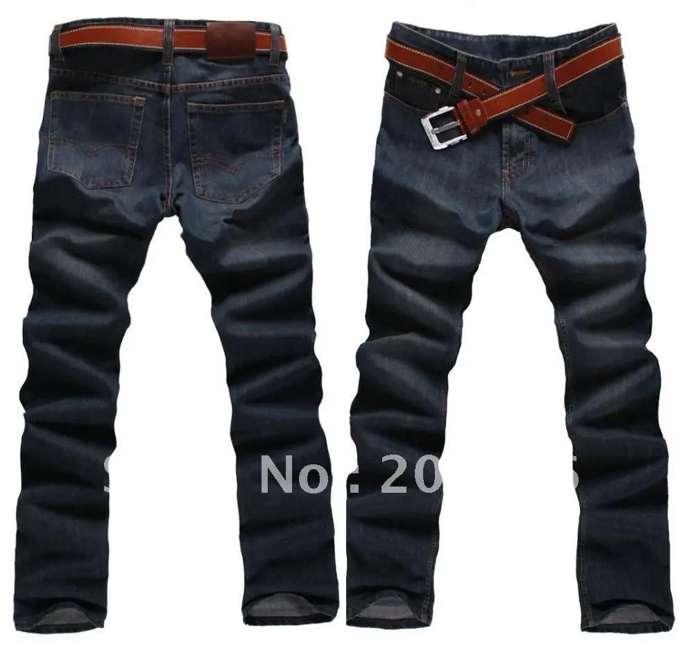 New brand fashion cotton jean long straight size29 46 blue men's jeans
