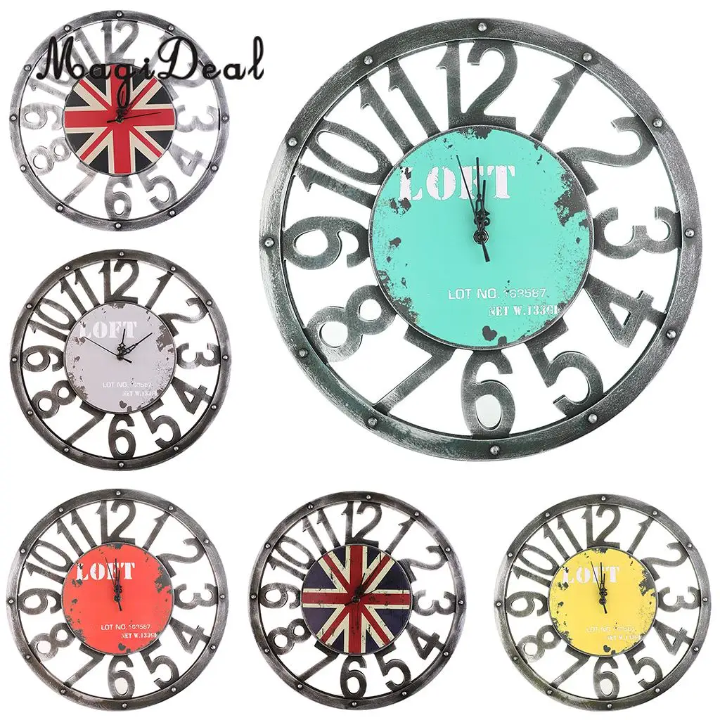 Baratos 3D vintage retro de madera rústica 16 pulgadas silencioso Reloj de pared del engranaje para el hogar Cocina Sala Decoración